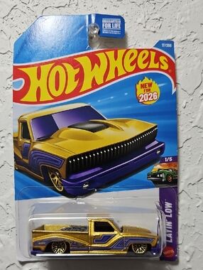 Hot Wheels Gold & Purple Lowrider Truck - Collector Toy Vehicle